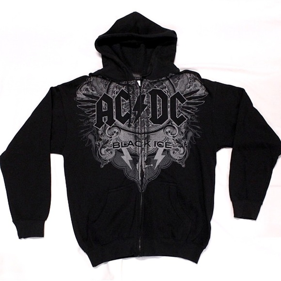 ACDC VINTAGE ZIP UP BLACK ICE BAND HOODIE - Picture 1 of 5